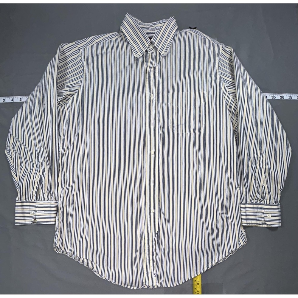 Vintage Abercrombie & Fitch Dress Shirt Mens 16 White Stripe Long Sleeve USA